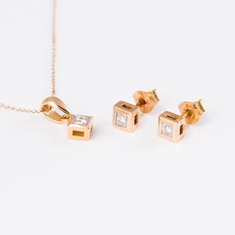 SANDBERG, halsband och örhängen med briljantslipade diamanter, 18K guld, modell K-17 Finland 2016.
