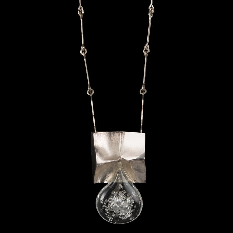 Björn Weckström, HALSSMYCKE, silver med akryl, "Big Drop", Lapponia 1970.
