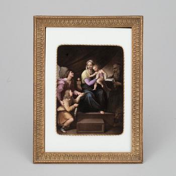 DEN HELIGA FAMILJEN, kalkomani  på porslin, 1900-tal.