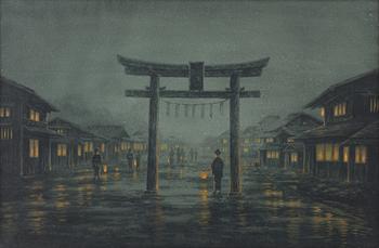 Emiko Satsuta, watercolour, signed.