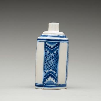 A Swedish Rörstrand faience bottle, 1735-40.