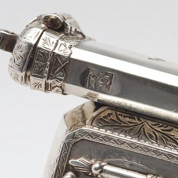 An early 20th century Ottoman silver scribe's pen-case / divit, makers mark Làtif, before 1909.