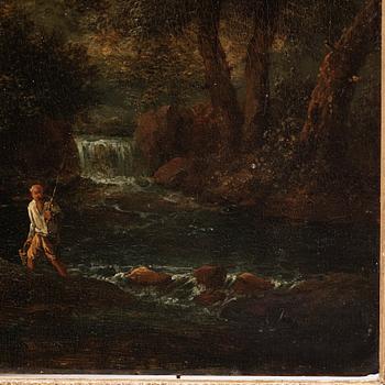 Johann Christian Brand, Landscape with figures by a creek.