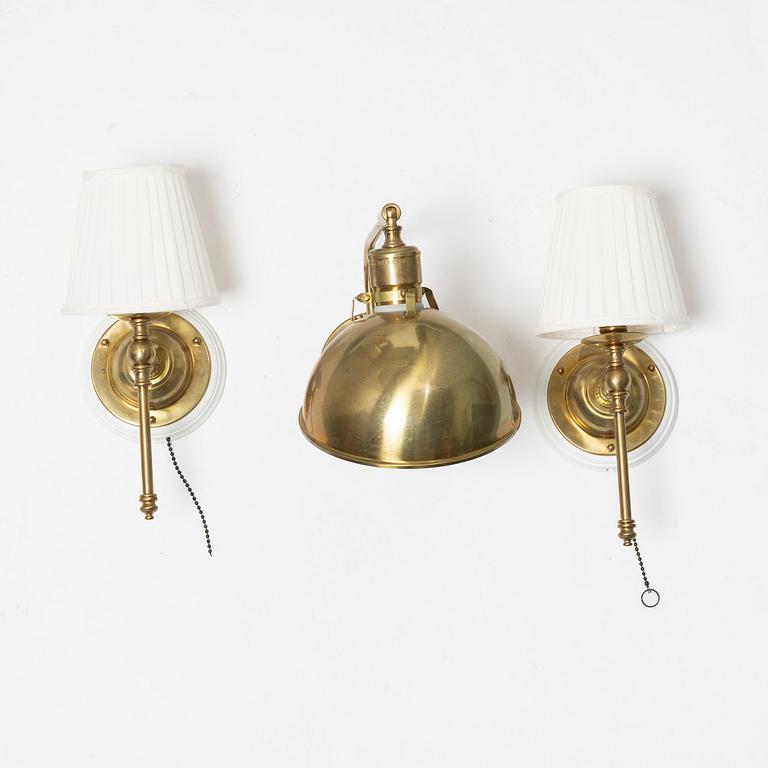 Wall lamps 1 pair + 1, Karlskrona Lamp Factory, period.