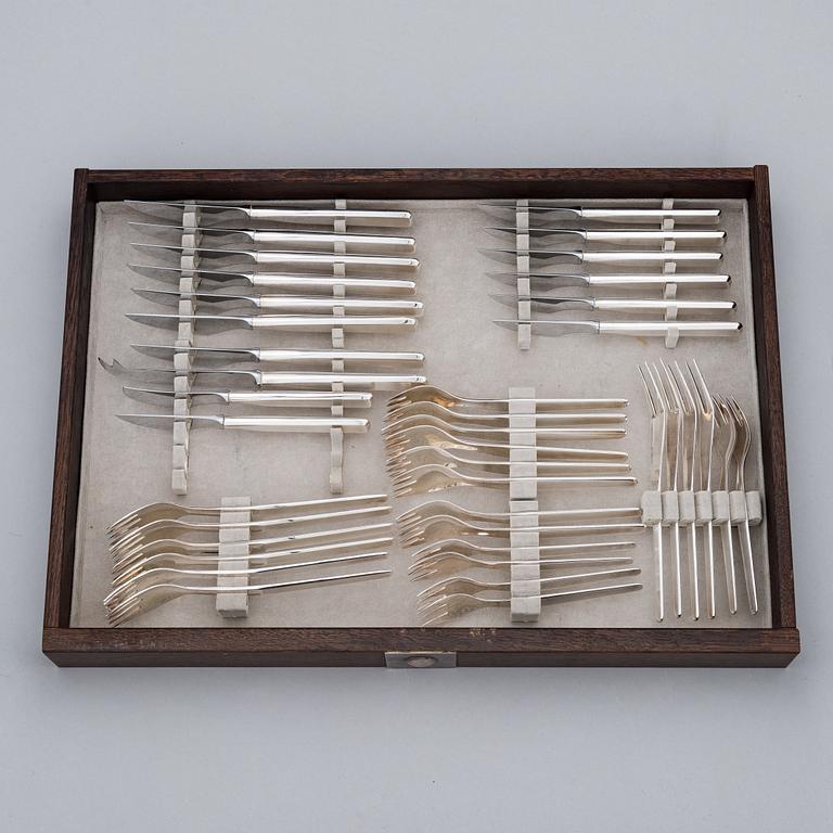 Tapio Wirkkala, a 94-piece set of 'Marski' sterling silver cutlery, Kultakeskus, Hämeenlinna 1988. Original cutlery box.