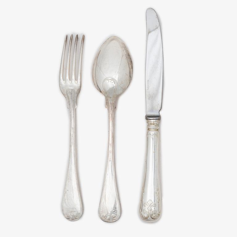 A Swedish silver cutlery set, 'Gammal Fransk', mark of GAB, Eskilstuna 1981-1982 (18 pieces).