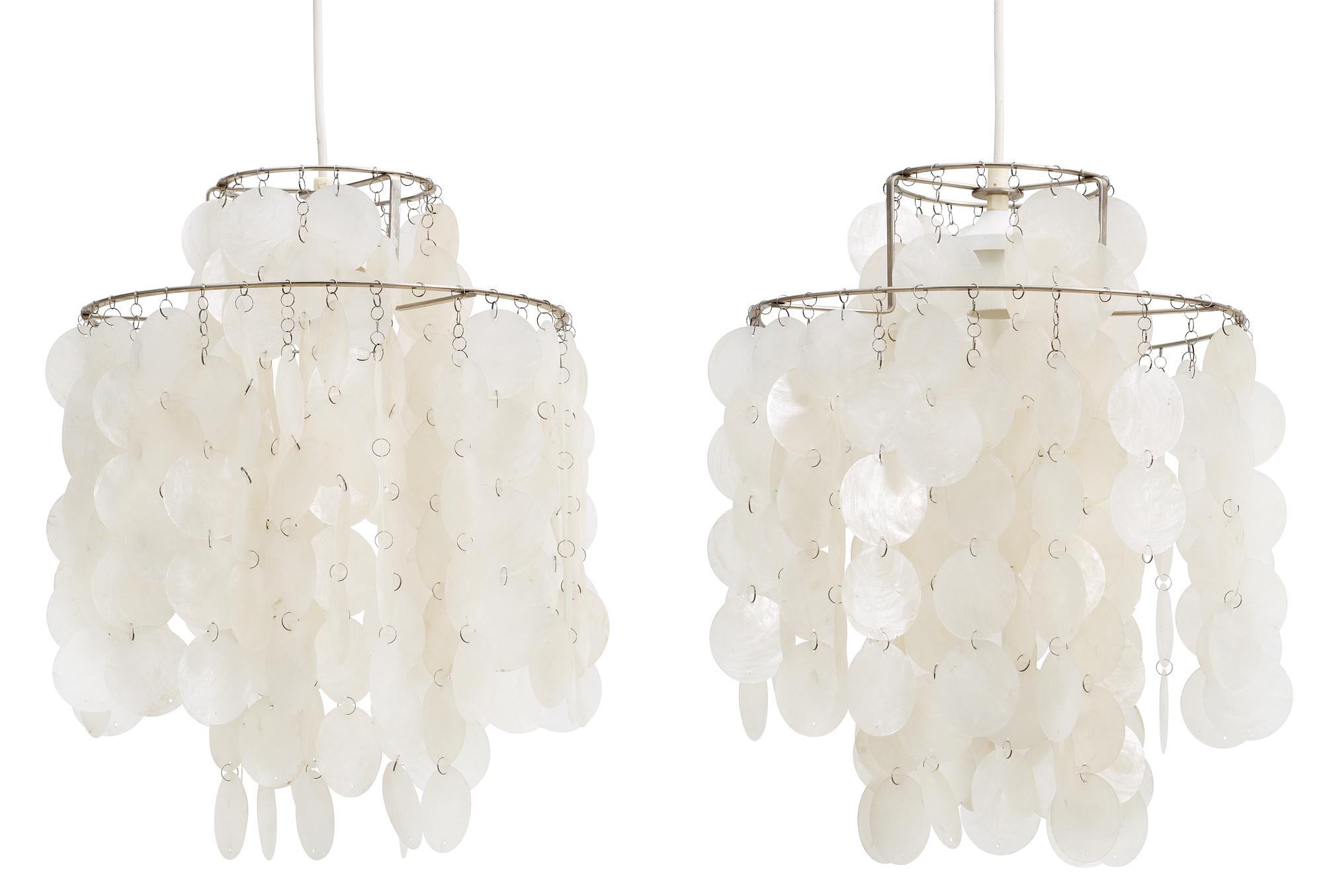 A set of two Verner Panton shell haning lamp, Denmark 1960's.