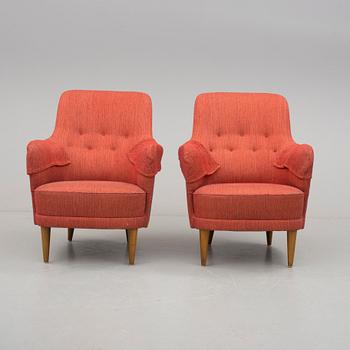 FÅTÖLJER, ett par. "Samsas", Carl Malmsten, 1900-talets andra hälft.