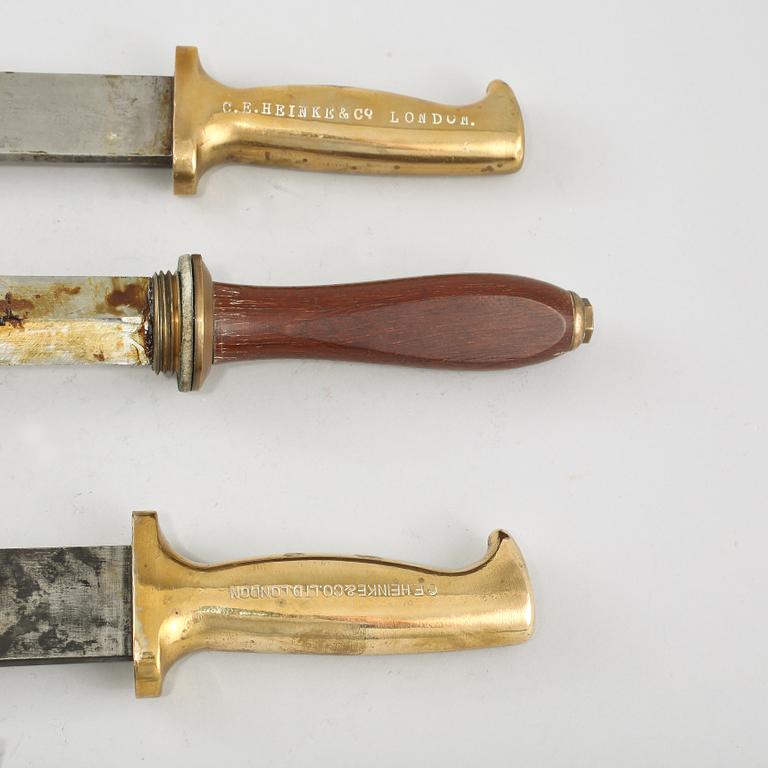 DYKARKNIVAR, 3 st, bl.a Heinke & Co, London, 1900-tal.