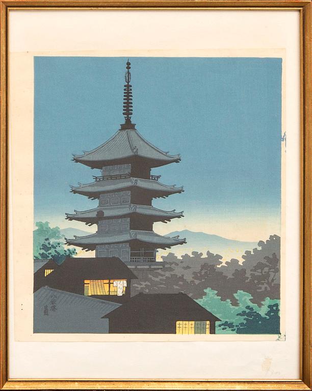 Tomikichirō Tokuriki, two woodblock prints, Japan, signed.