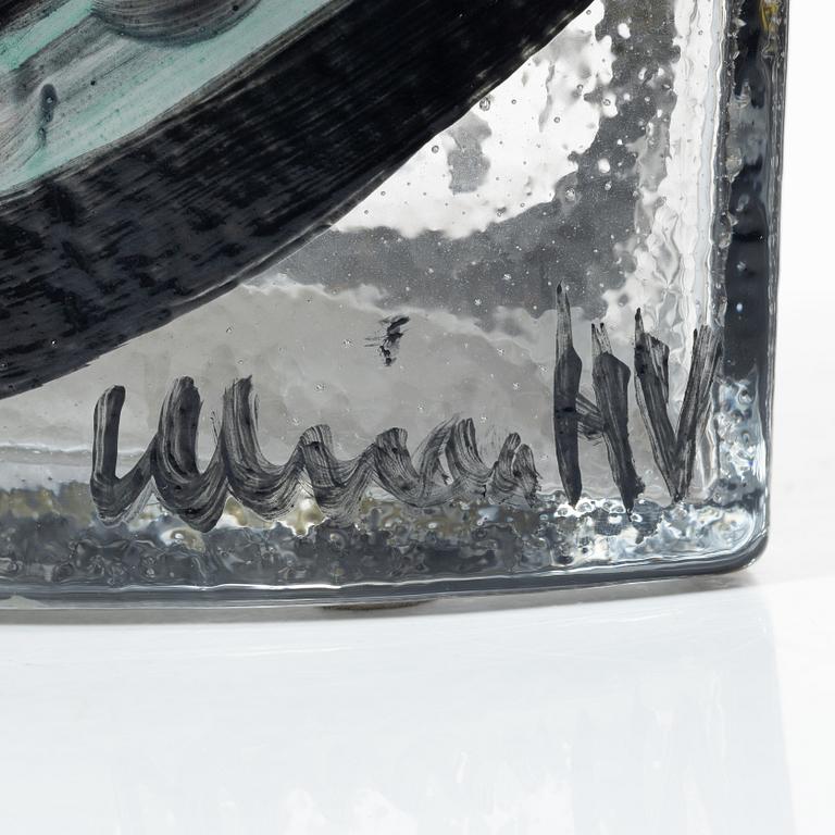 Ulrica Hydman-Vallien, a painted glass vase, Kosta Boda, ed 8/30.