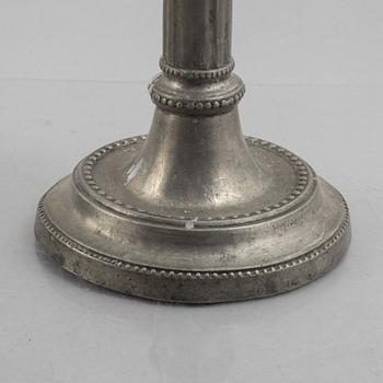 A pair of pewter candle sticks by Mathias Rundquist (active 1778-1820/35), Karlskrona, Sweden.