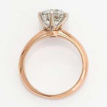 An 18K rose gold ring, with a brilliant-cut diamond approximately 2.01 ct, accompanying HRD report.