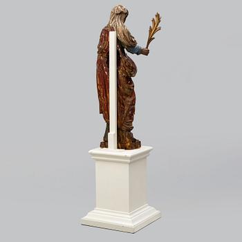 A wooden sculpture, Saint Barbara, second half of the 18th century.