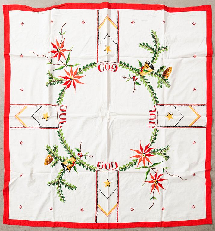 A collection of Christmas tablecloths, 13 pcs in larger sizes, 20th century.