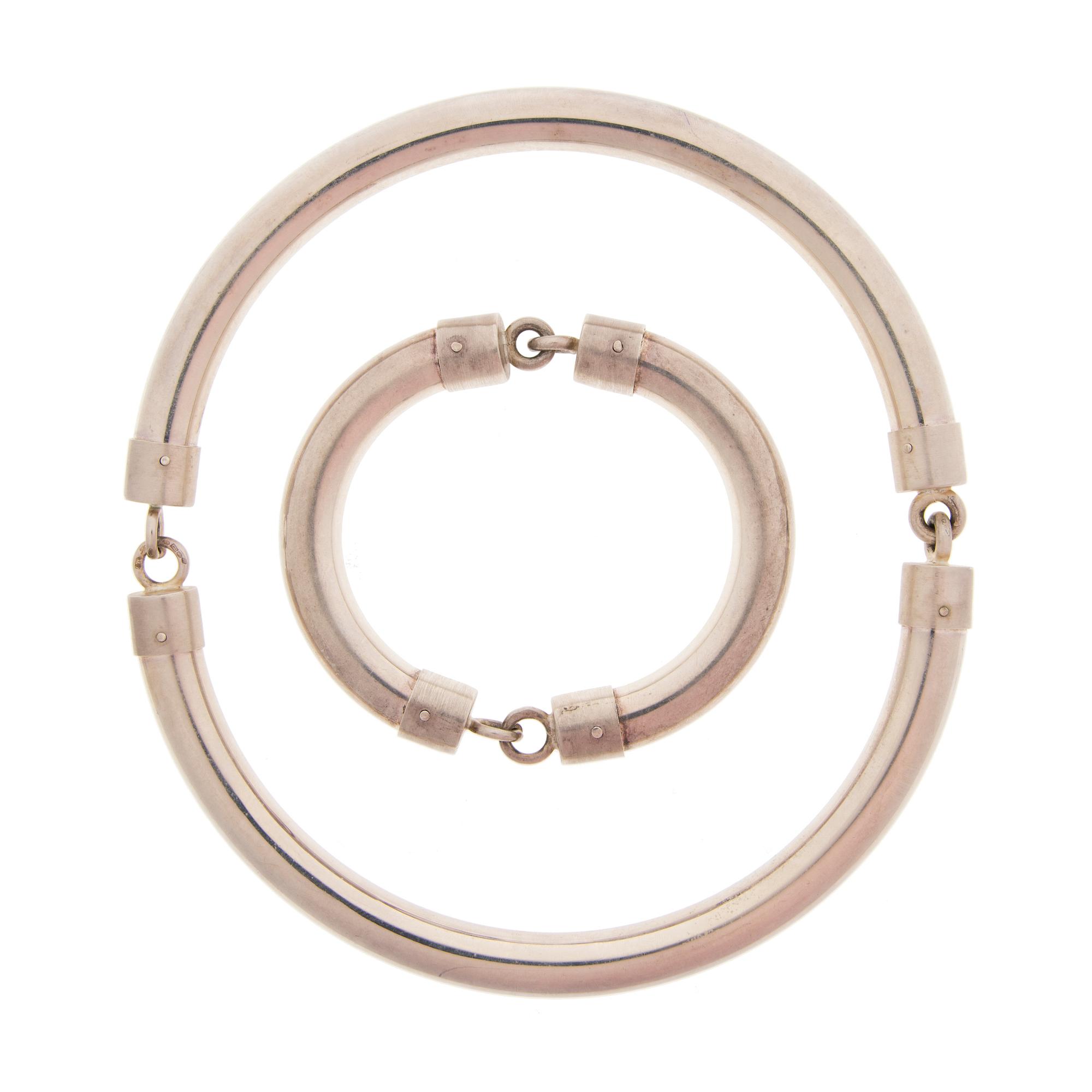 A NECKLACE and BRACELET, silver, Relo design Denmark, Import marks, A. Tillander 1974.