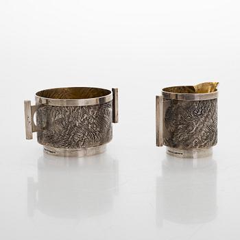 Pekka Turtiainen, A parcel-gilt silver creamer and sugar bowl, Helsinki 1971.