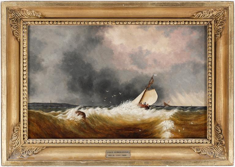 CHARLES-LOUIS VERBOECKHOVEN, olja på pannå, signerad.