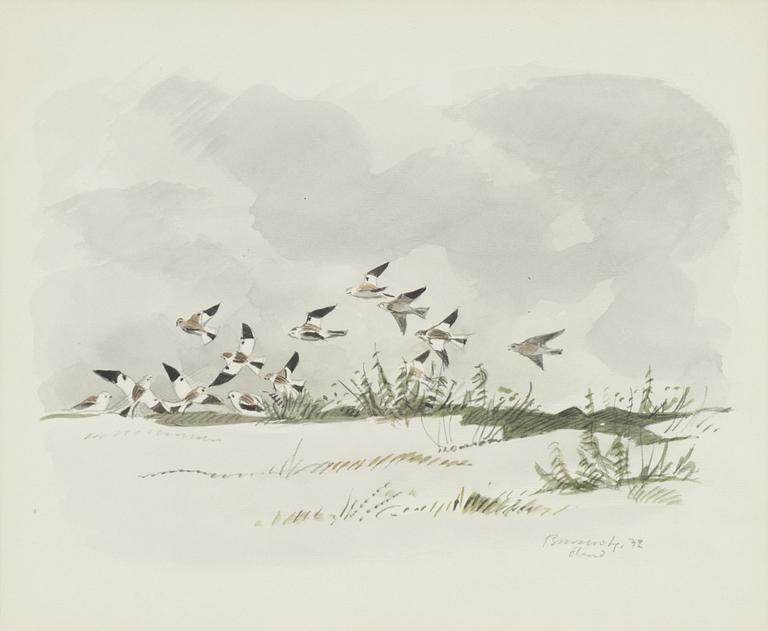 Gunnar Brusewitz, watercolour, signed and dated Öland -72.
