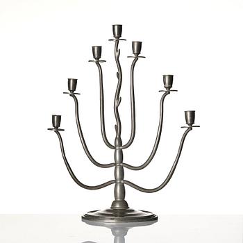 Nils Fougstedt, a seven light pewter candelabrum model "92", Firma Svenskt Tenn, Stockholm 1930.