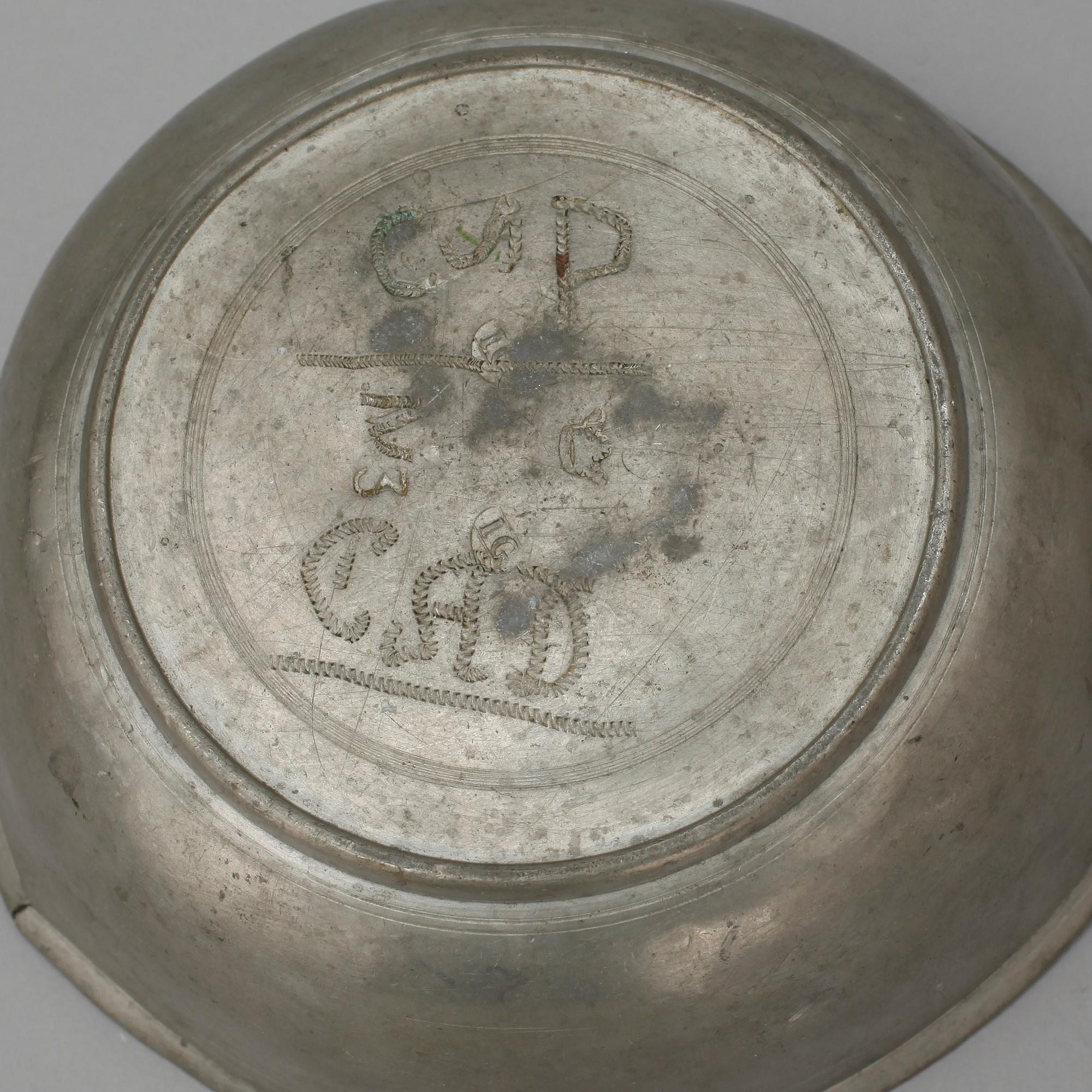 PARTI TENN, 6 delar, bla Gustaf Frederic Wigholm, Eskilstuna, 1819.