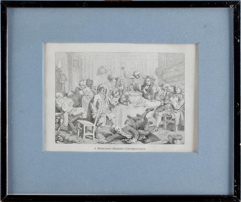 WILLIAM HOGARTH, efter, kopparstick 4 st, 1800-tal.