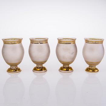 FOUR RUSSIAN GLASSES, Alexander III, second half of the 19th century.