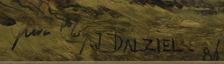 JAMES DALZIEL, olja på pannå. Sign och dat -86.