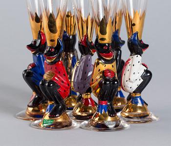 SNAPSGLAS, 7 st, "Nobelservisen", Gunnar Cyrén, Orrefors.