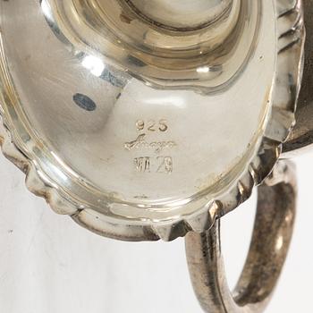 A silver sauceboat with tray and spoon, Anaya, Mexico, second half of the 20th Century.