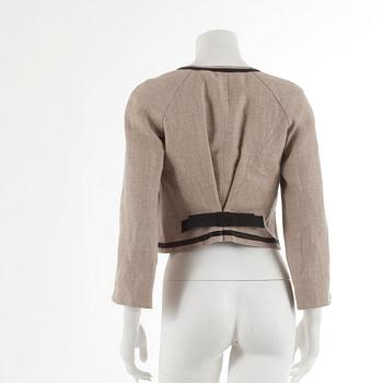 DOLCE & GABBANA, a beige and black cotton jacket. Italien size 38.