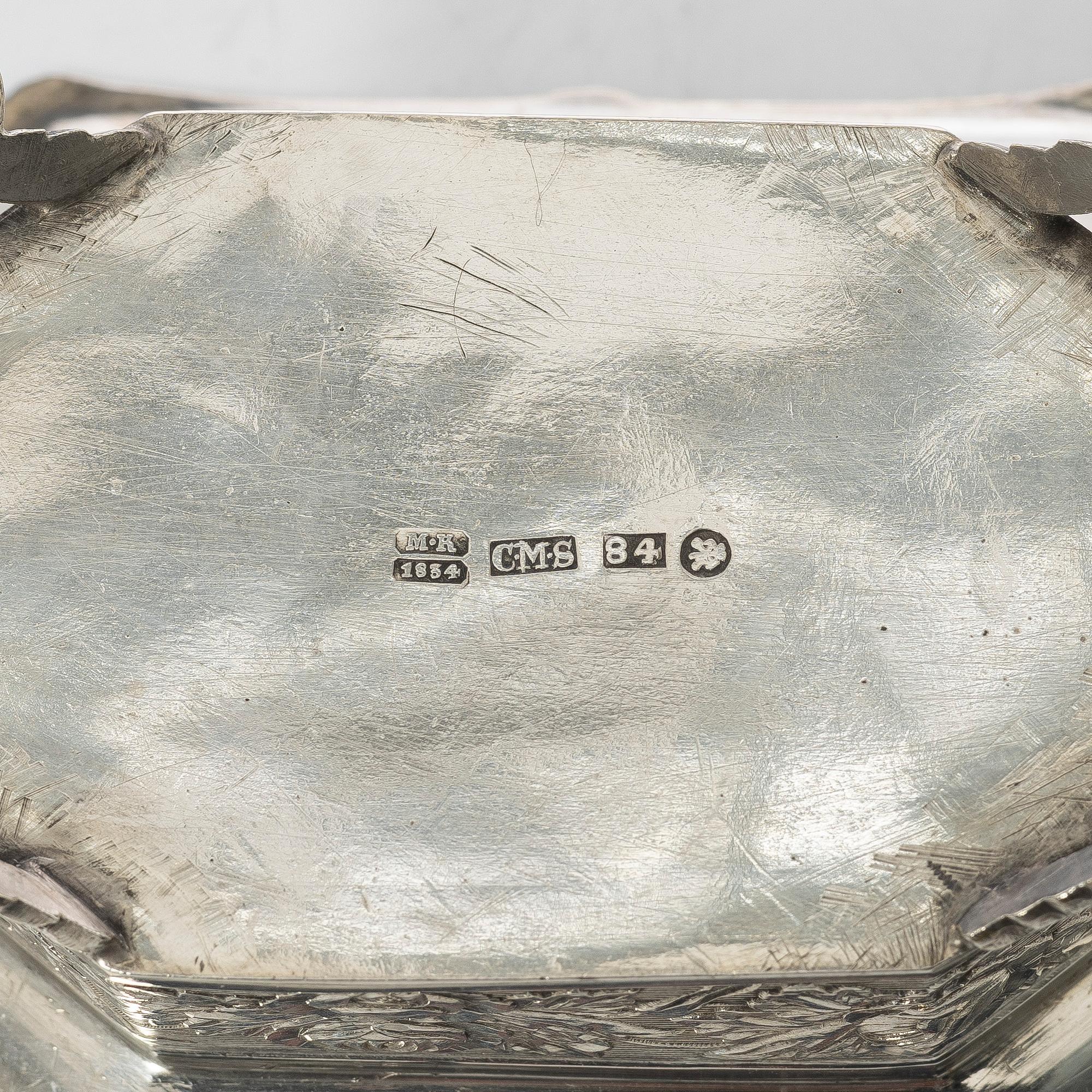 Three Russian silver salt cellars, 19th century.