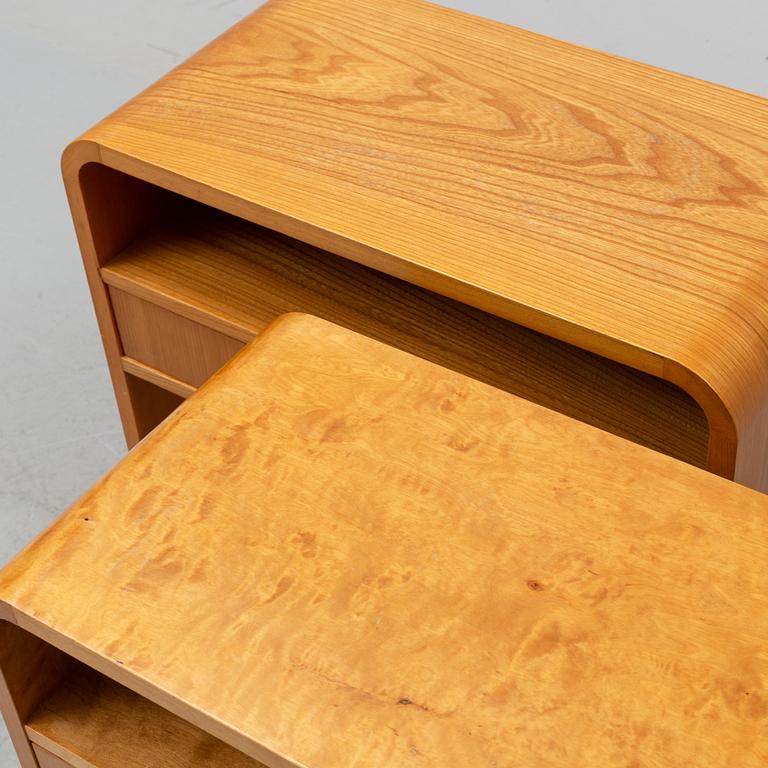 A matched pair of bedside tables, 1930's/40's.