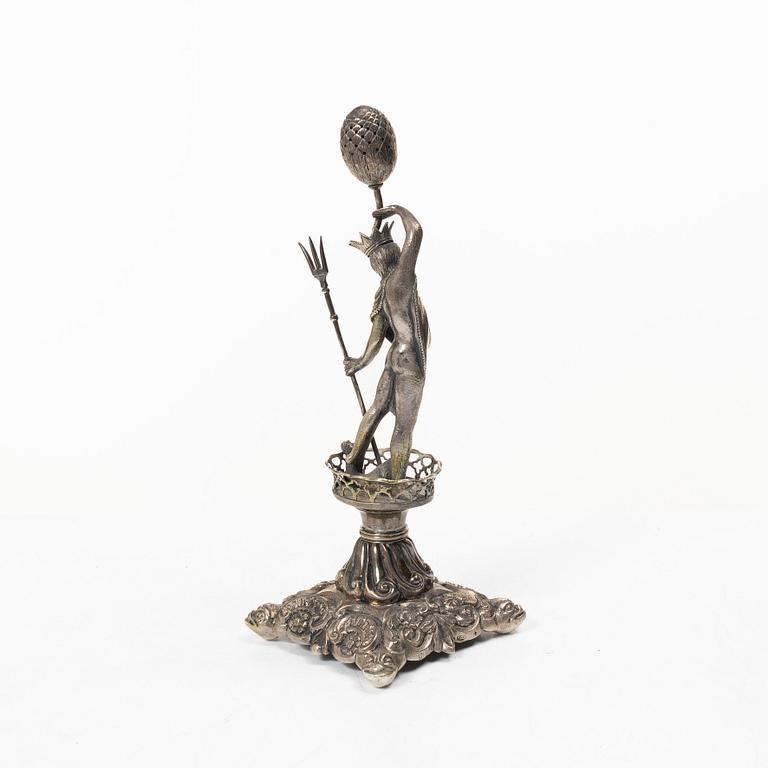 Table decoration/sculpture in silver, depicting Neptune, fantasy marks, circa 1900.