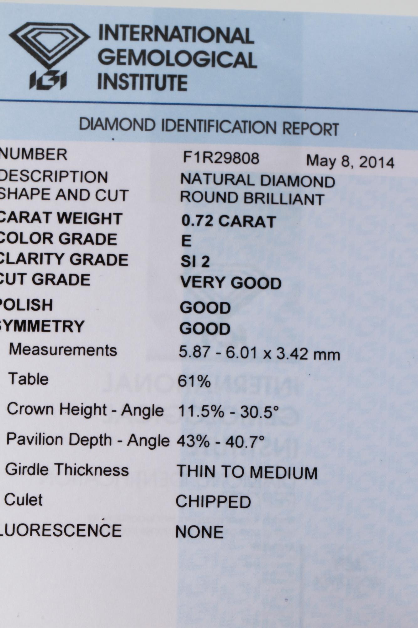 HÄNGE, 18K vitguld med briljantslipad diamant 0.72 ct. Vikt 2,1 gram.