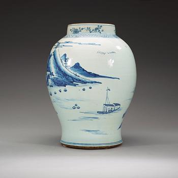 A large blue and white jar, Qing dynasty, Jiaqing (1796-1820).