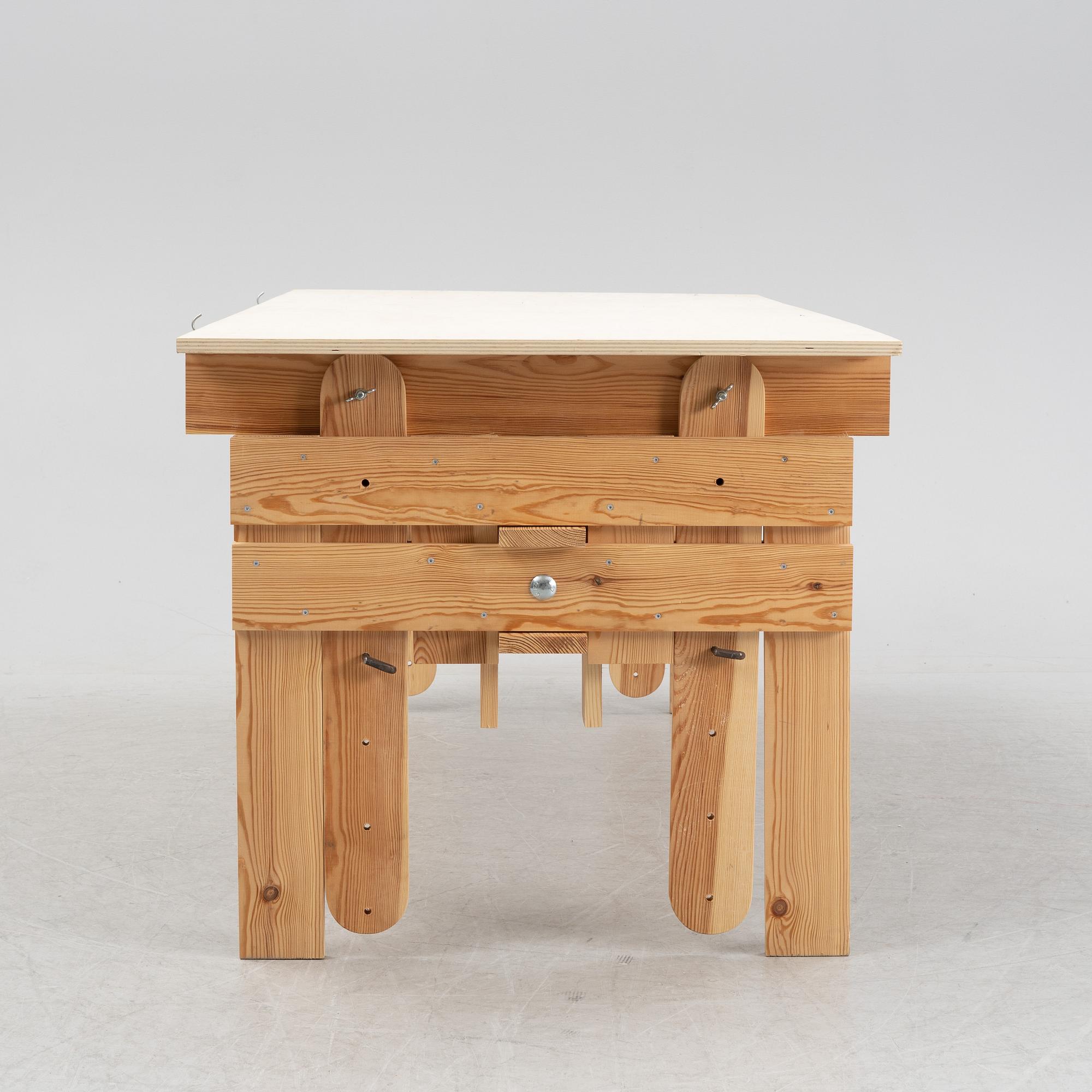 Enzo Mari, after, a wooden drawing table, made by, master carpenter in Sweden 2019.