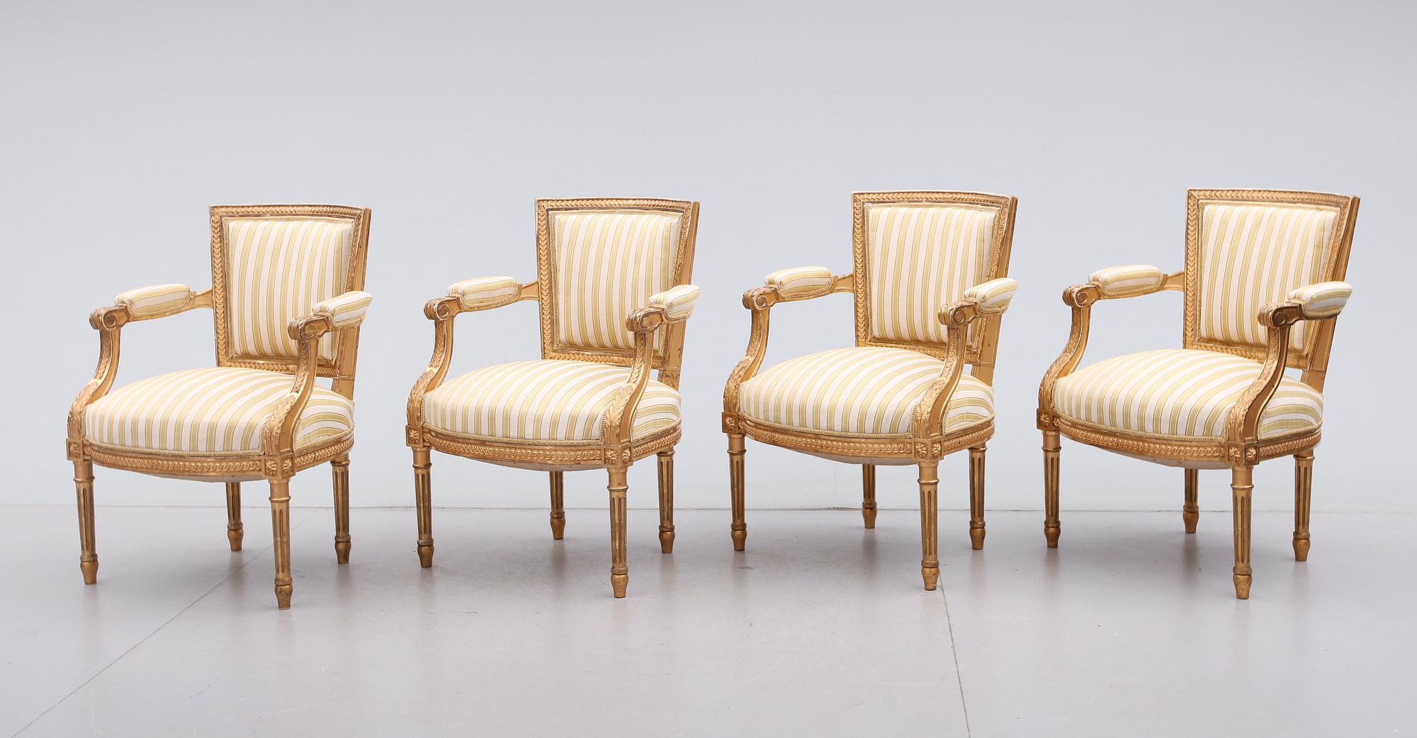 SALONGSGRUPP, 5 delar, Louis XVI stil, 1800-talets andra hälft.
