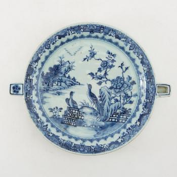 A Chinese blue and white hot water dish, Qing dynasty, Qianlong (1736-95).