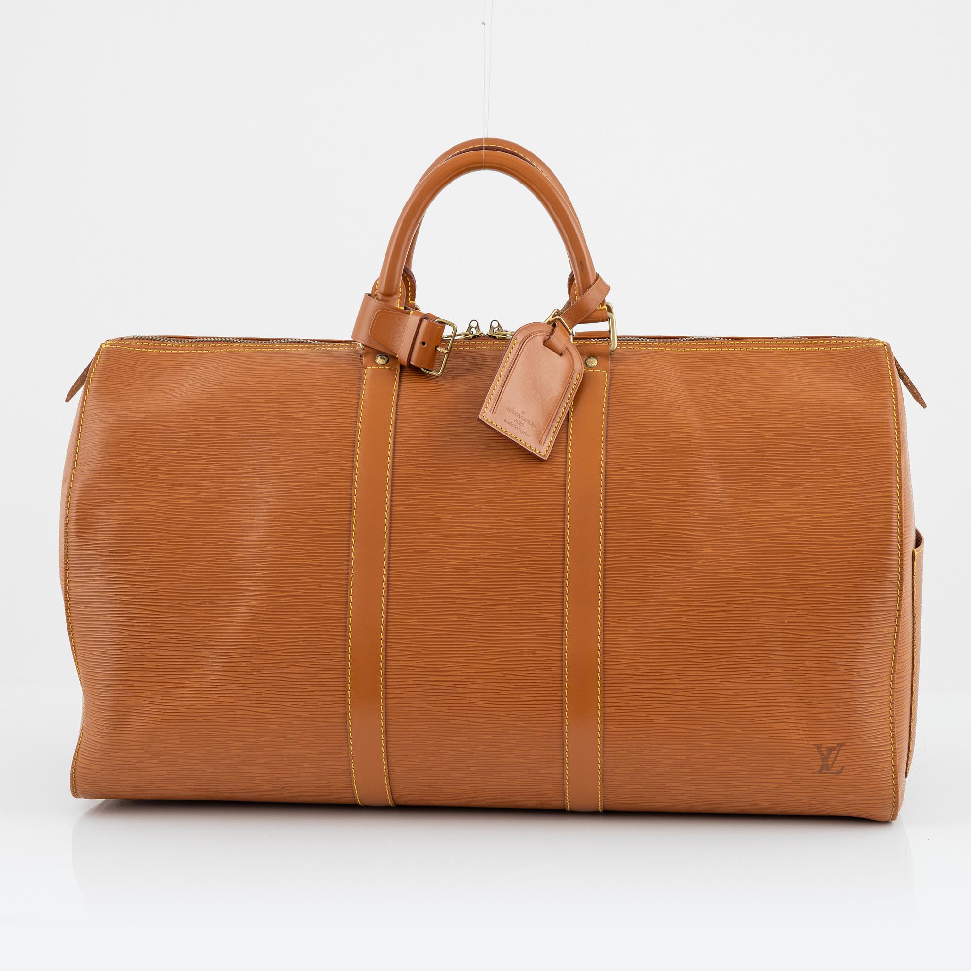 Louis Vuitton, A canelle Epi leather "Keepall 50" weekendbag, 1994.