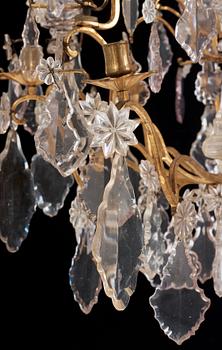 A Louis XV 18th/19th century century six-light chandelier.