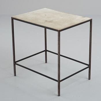 A metal and concrete side table reportedly by Stina Lindholm, Skulpturfabriken.