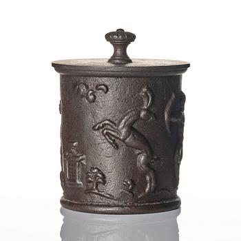 Carl Elmberg, a ”Tobaksburk N:r 1” tobacco jar with lid, Näfveqvarns bruk.