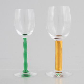Gunnar Cyrén, rödvinglas, 7 st, samt vitvinsglas, 11 st, "Nobel", Orrefors.
