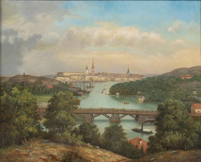 Gustaf Wilhelm Palm, Okänd konstnär, Vy mot Stockholm från öster, ca 1860.