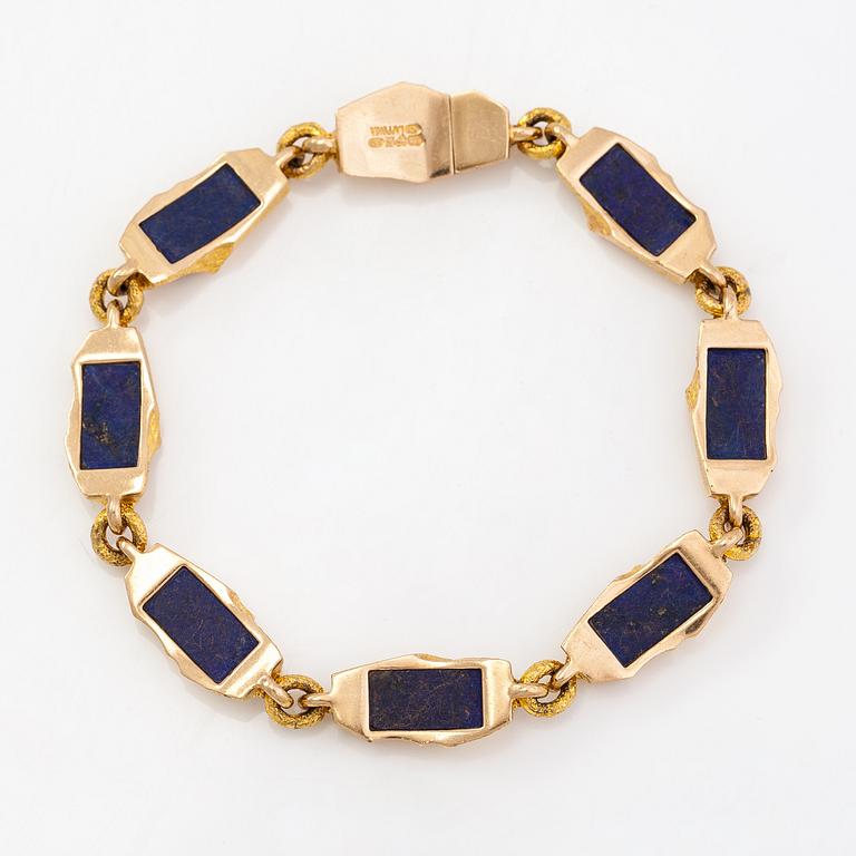 Björn Weckström, Armband "Toltec", 14K guld och lapis lazuli. Lapponia 1999.