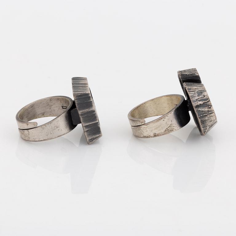 Kultasepät Sten & Laine, bracelet and two rings, silver.
