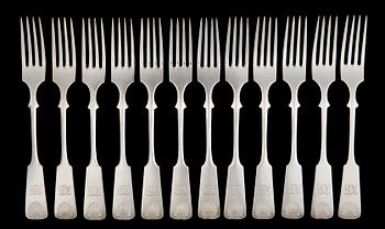 BESTICKUPPSÄTTNING, 12+12, silver, "Musslan", Tavastehus 1950-tal.