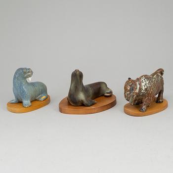 GUNNAR NYLUND, three stoneware figurines from Rörstrand.