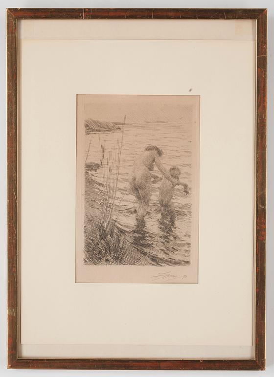 Anders Zorn, ANDERS ZORN,Etching (presumably an unrecorded state between II and III), 1890, signed with indian ink and dated '90.